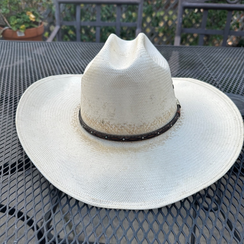 Straw Stetson Cream Western Hat with Brown Band 7 3/8